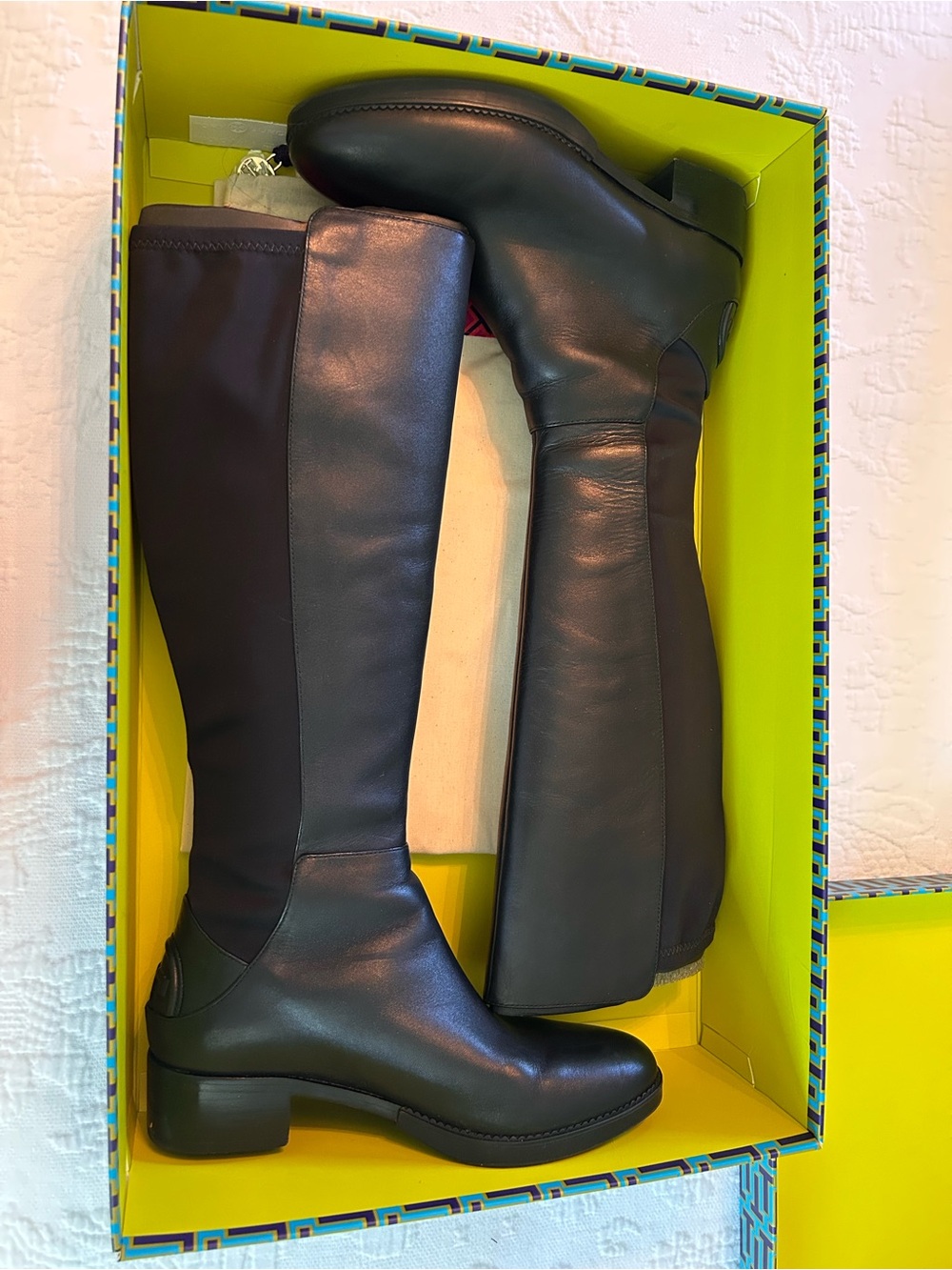 Tory Burch Black Over-the-Knee Leather Boots